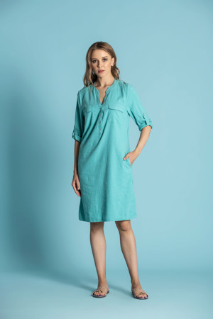 Dress linnen 53% linn, 44% vis, 3% span