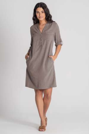 Dress linn stretch 53%lin 44%vis 3%ela
