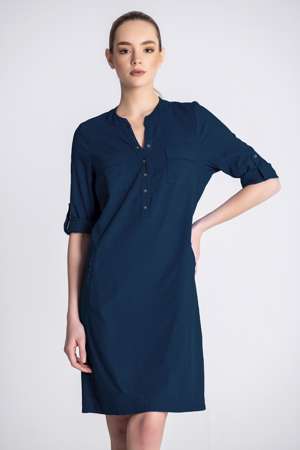 Dress linnen 53% linn, 44% vis, 3% span
